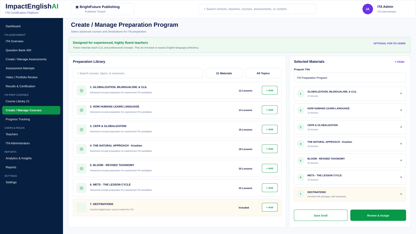 Impact English preparation program